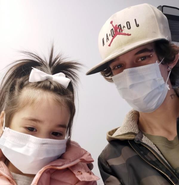 Chloe pictured with her mother's ex boyfriend Justin Cassie-Berube