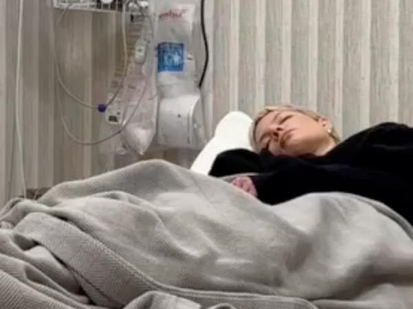Halsey in hospital on a drip