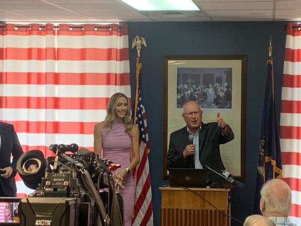 Republican Natio<em></em>nal Committee Co-chair Lara Trump addresses an election integrity volunteer training program at the Oakland County GOP Headquarters, Friday, June 14, 2024 in Bloomfield Hills, Michigan