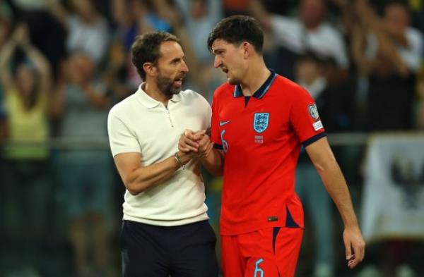 England manager Gareth Southgate with Harry Maguire