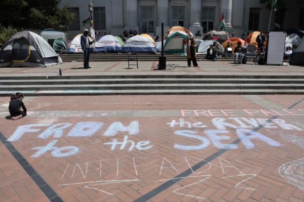Graffiti on the campus show slogans that academic leaders have slammed as antisemitic.