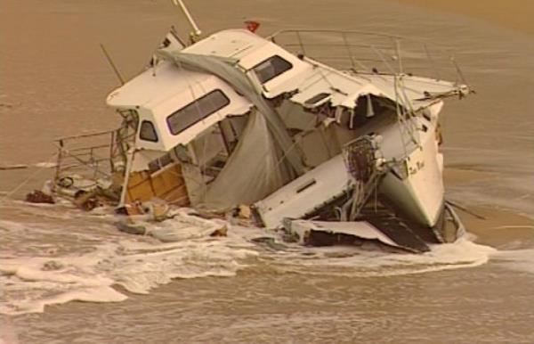Saving an elderly couple from their wrecked boat.