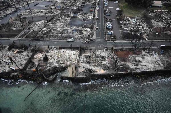 Section of town burned to the ground