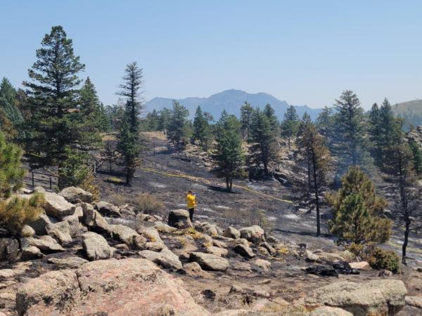 First respo<em></em>nders mop up hot spots after Lake Shore Fire breaks out in Boulder County on Wednesday.