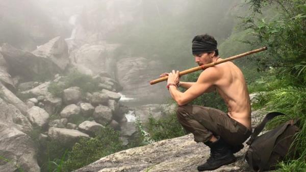 Justin Alexander Shetler turned his walking stick into a flute. (