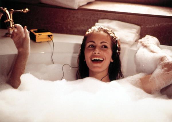 Julia Roberts in a bathtub scene from the 1990 movie 'Pretty Woman'