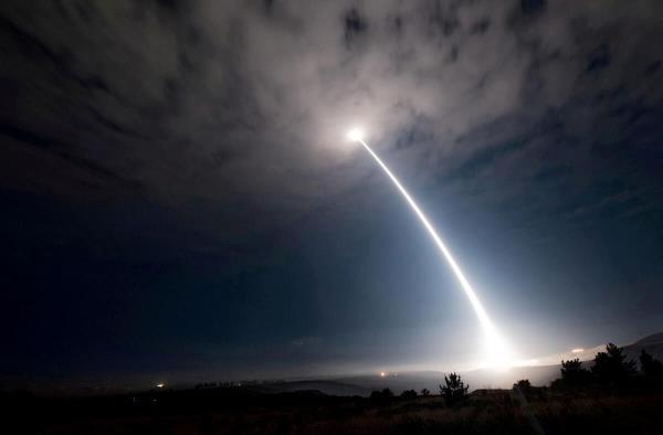 An unarmed Minuteman III interco<em></em>ntinental ballistic missile launches from Vandenberg Air Force ba<em></em>se.