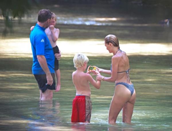 Lara was joined by her husband Sam Worthington, 48, and their three sons. 