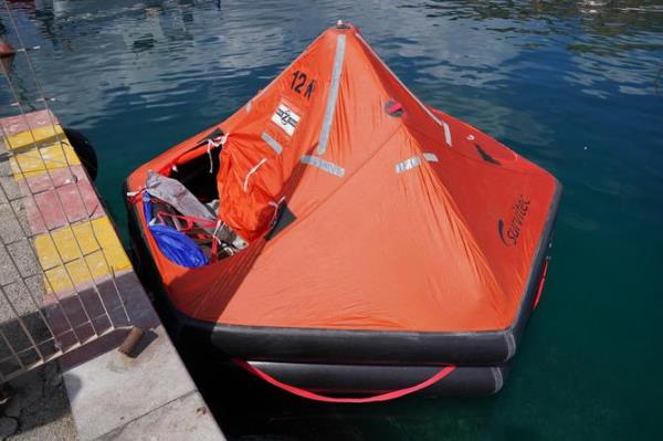 A rapid inflatable emergency lifeboat in Porticello Harbour on the Sicilian coast wher<em></em>e the search co<em></em>ntinues for British technology tycoon Mike Lynch, his daughter Hannah and guests. 