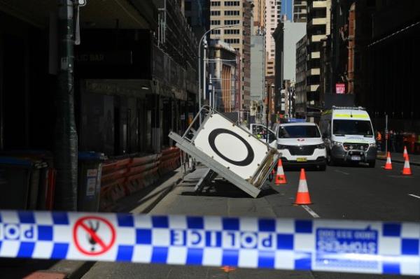 The scene of the incident near the corner of Pitt and Bathurst streets in Sydney’s CBD.
