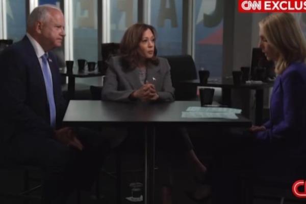 Tim Walz and Kamala Harris during the sit down with Dana Bash.