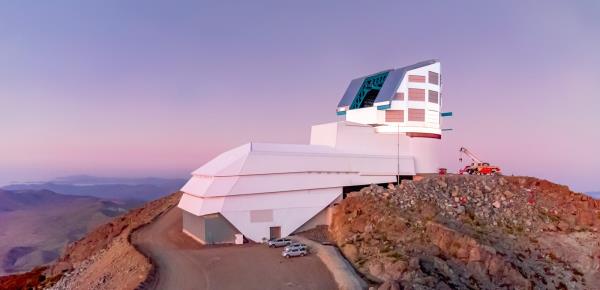 Vera C. Rubin Observatory on a desert hillside at dawn