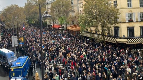 FILE - Thousands gather for a march against antisemitism in Paris, France, on Nov. 12, 2023.