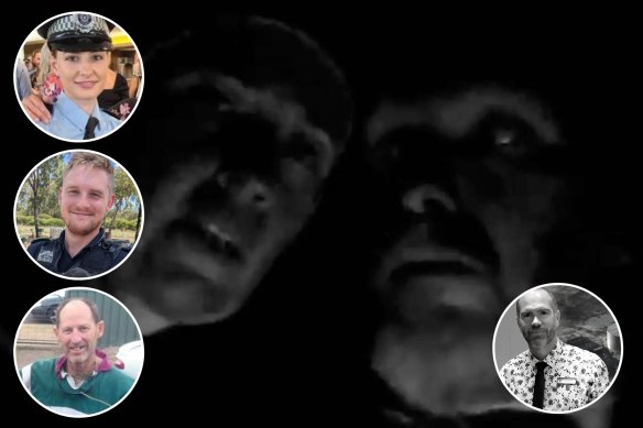 Co<em></em>nstables Rachel McCrow, Matthew Arnold and neighbour Alan Dare were killed in an encounter with Stacey, Gareth (main) and Nathaniel Train (inset right).