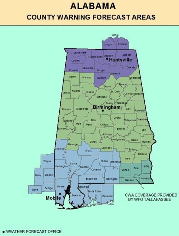 Natio<em></em>nal Weather Service offices in Alabama