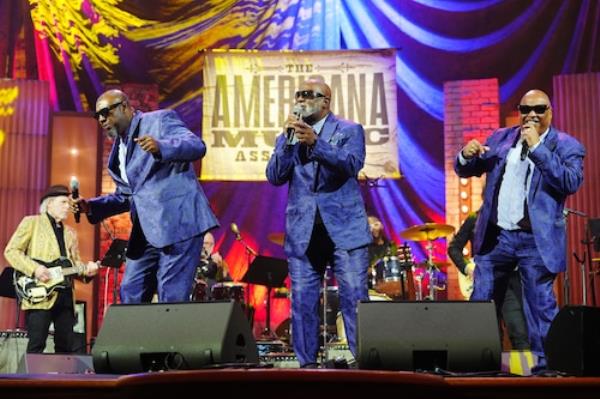 Sterling Glass, Ricky McKinnie and JW Smith of the Blind Boys of Alabama perform at the 23rd Annual Americana Ho<em></em>nors & Awards at Ryman Auditorium on Sept. 18, 2024, in Nashville. (Photo by Erika Goldring/Getty Images for Americana Music Association)