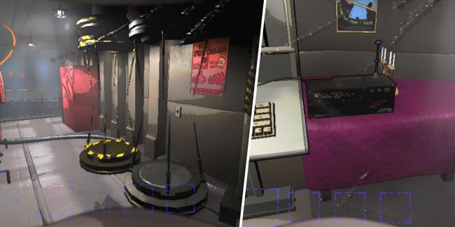 Lethal Company - Split Image: Inverse and regular teleporter in the ship / Signal translator