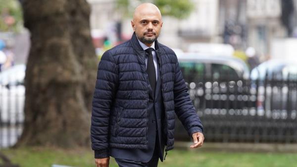 Sajid Javid arrives for a Service of Thanksgiving for the life and work of Lord Lawson at St Margaret's Church in central London. Picture date: Tuesday October 17, 2023.