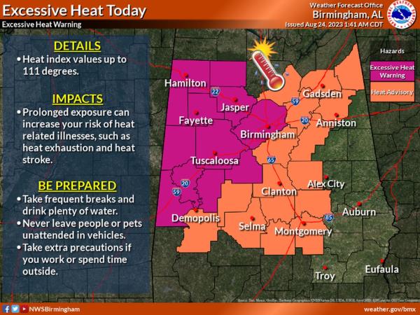 Central Alabama advisories