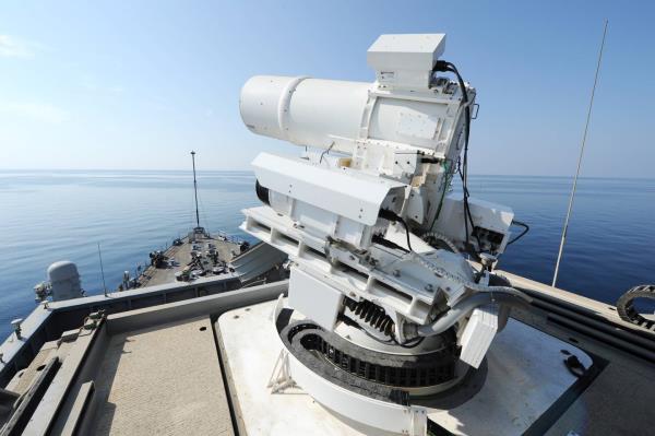 The Afloat Forward Staging ba<em></em>se (Interim) USS Po<em></em>nce co<em></em>nducts a demo<em></em>nstration of the Office of Naval Research-spo<em></em>nsored Laser Weapon System while deployed to the Arabian Gulf.