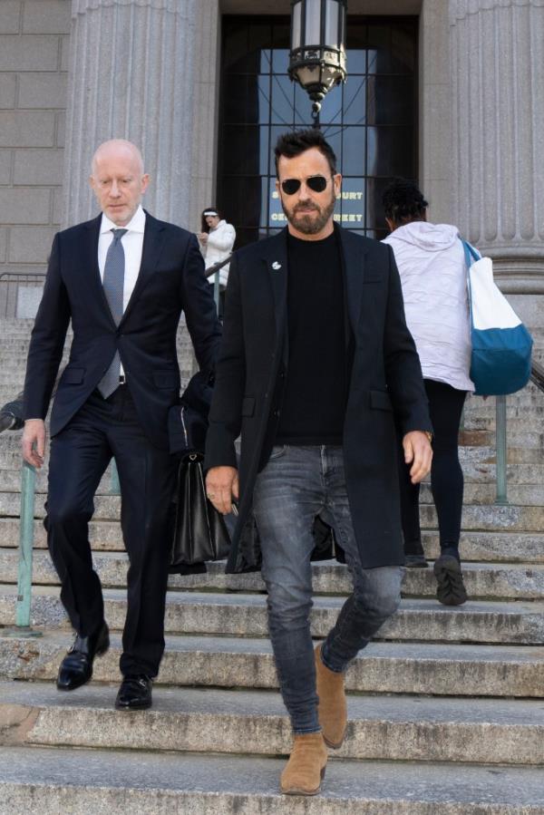 Theroux outside court