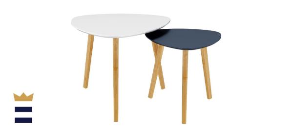 BAMEOS Bamboo Nesting Triangle End Table
