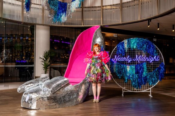 Rachel Burke with her Nearly Midnight installation at Brisbane Quarter.