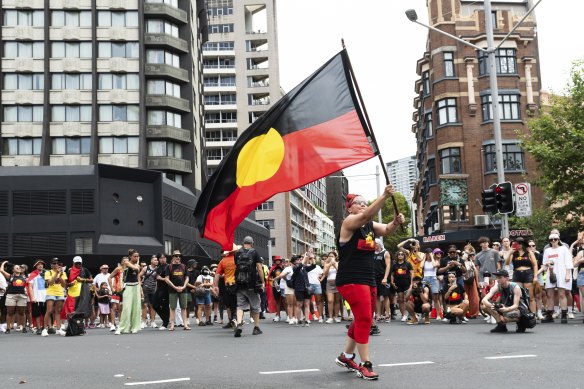 Protestors marched from Belmore Park.