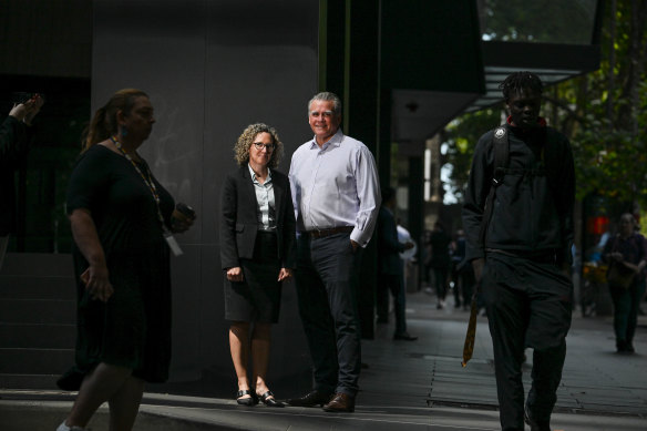 Internatio<em></em>nal law firm HFW’s Gavin Vallely in the CBD with colleague Belinda Blackburn.