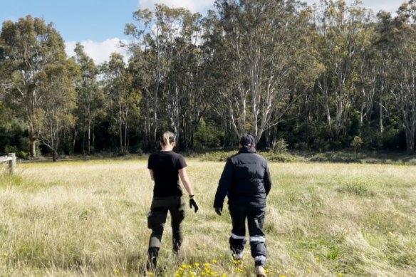 Police near Sale in the past week during a renewed search for Dalibor Pantic.